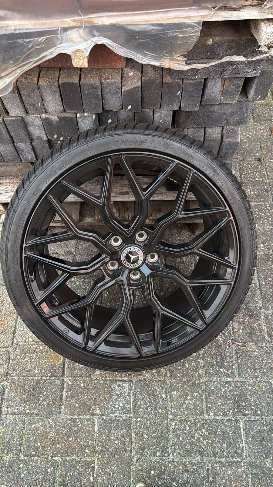 19 inch Mercedes velgen met winterbanden, Auto-onderdelen, Gebruikt, Velg(en), Personenwagen, Ophalen