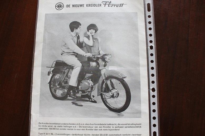 Kreidler florett 1966 bromfiets verkoop folder, Ophalen of Verzenden, Gebruikt