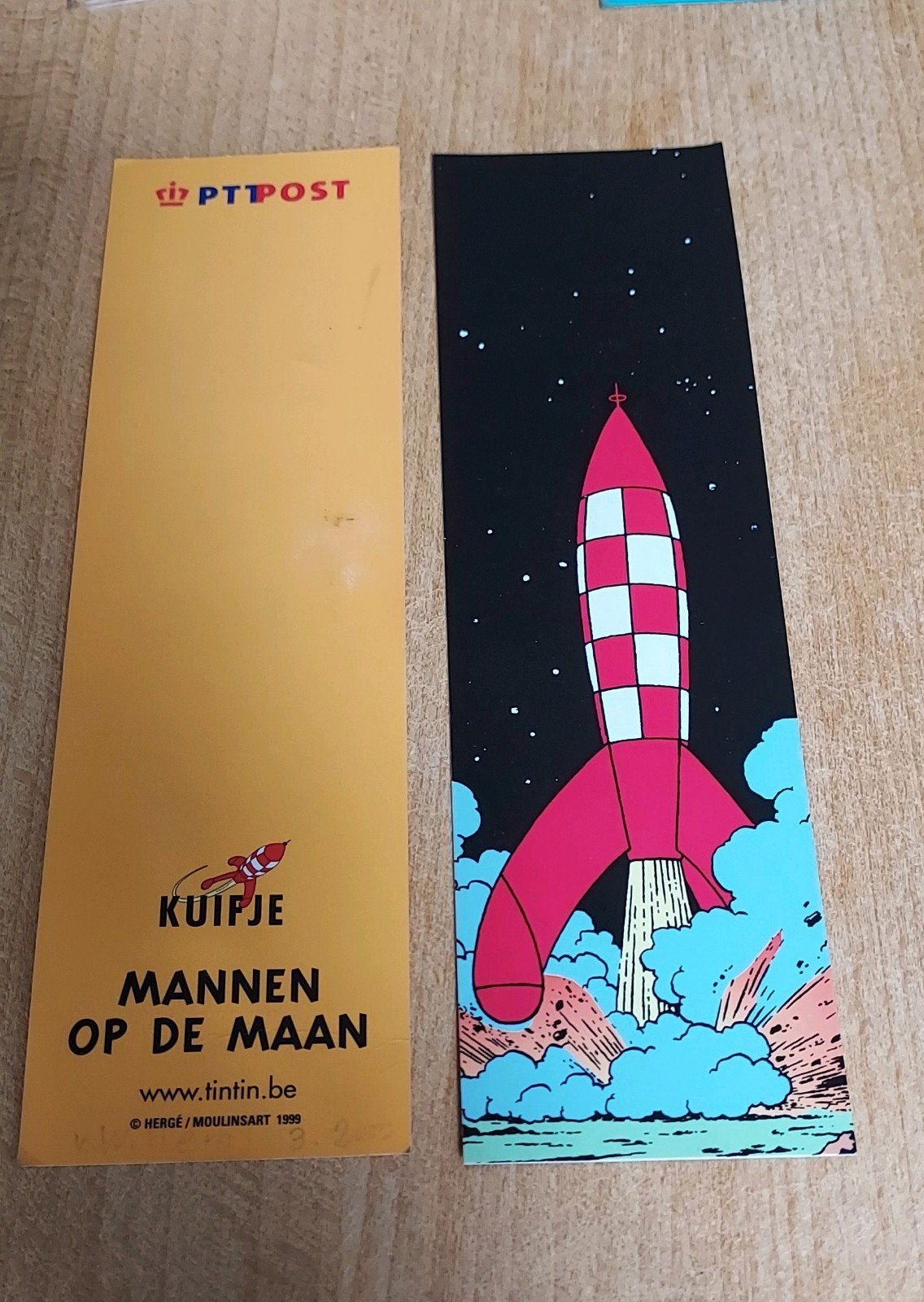 Set van 2 Kuifje Boekenleggers – Mannen op de Maan (PTT Post, Verzamelen, Ophalen of Verzenden, Overige onderwerpen