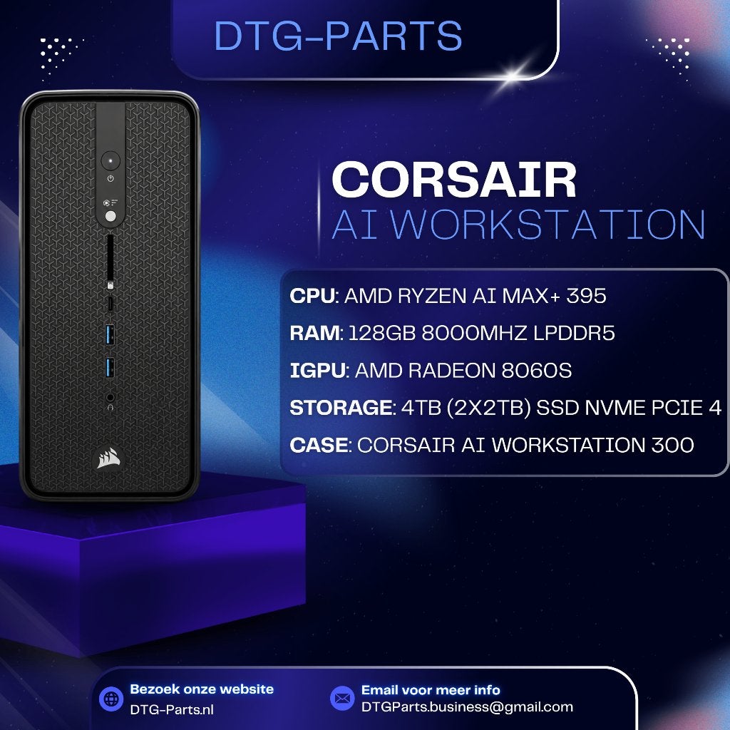 Corsair AI Workstation 300 (AMD AI MAX 395 & 128GB LPDDR5), 64 GB of meer, 7604 HM, DTGParts.Business@gmail.com, Ophalen of Verzenden