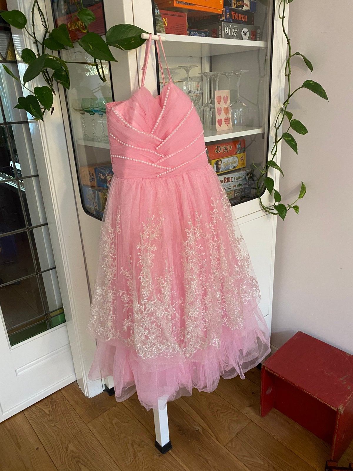 Prinsessen / Bruidsmeisjesjurk roze vintage maat 128/134, Ophalen, Zo goed als nieuw