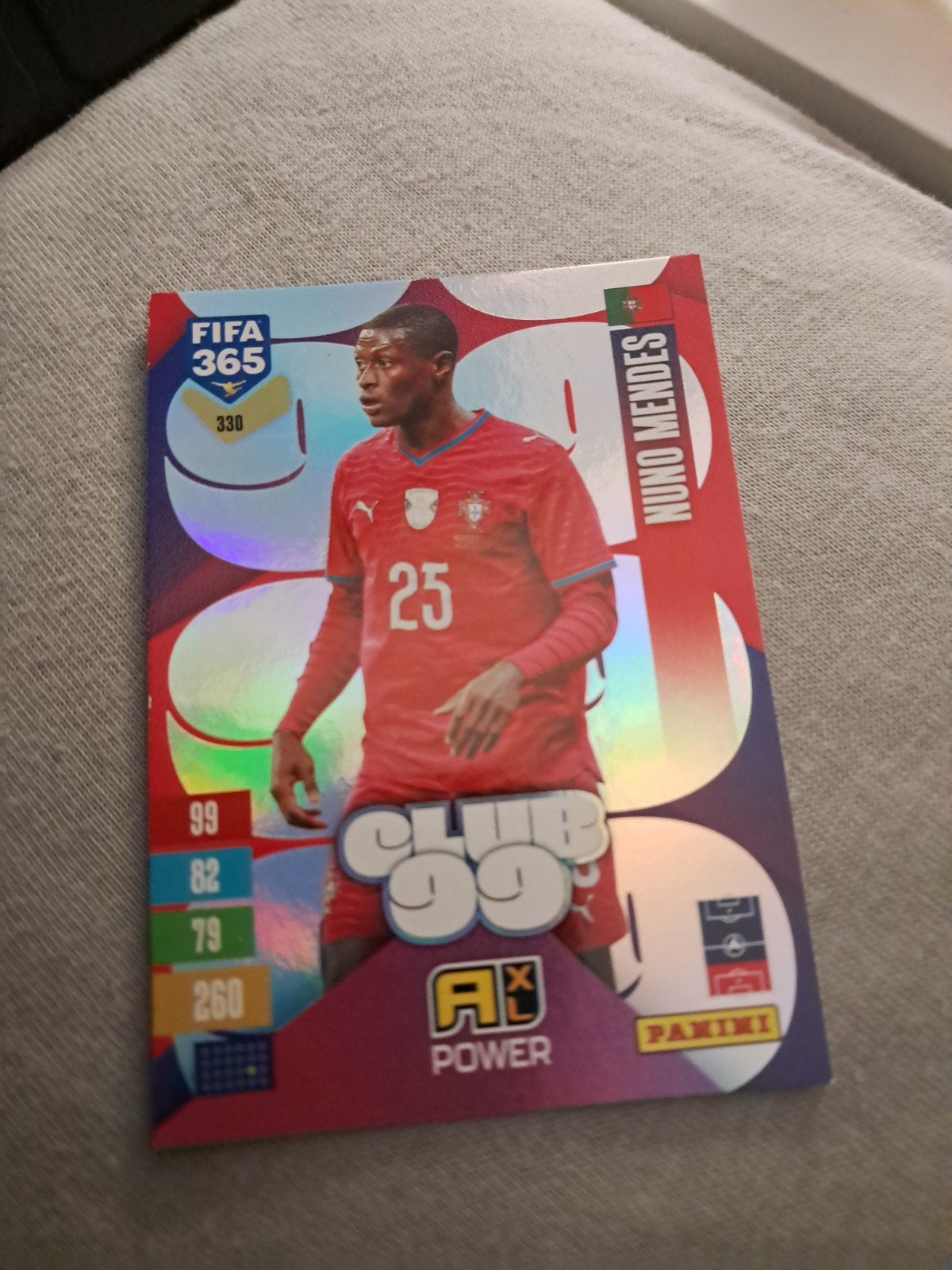 Voetbalkaart ADRENALYN XL Nuno Mendes. 330. Panini., Hobby en Vrije tijd, Ophalen of Verzenden, Nieuw, Plaatje