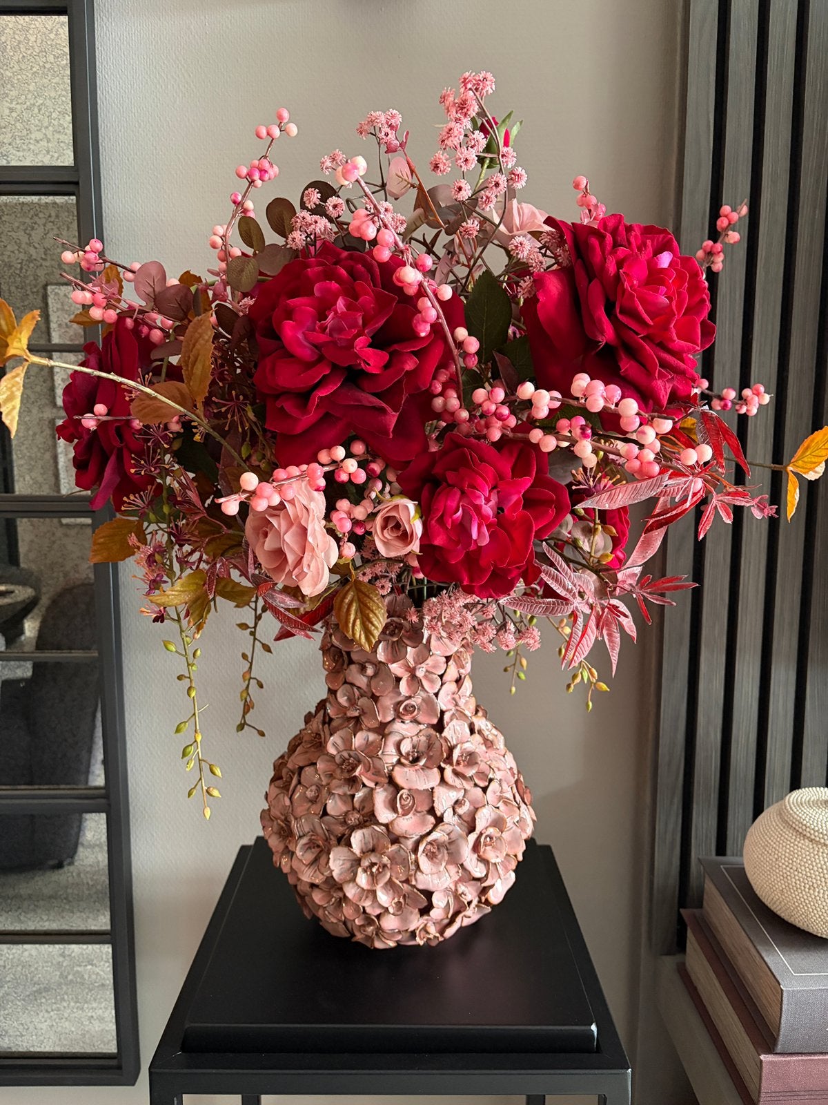 Silk-ka boeket oudroze / burgundy / roze / rood, Huis en Inrichting, Woonaccessoires | Kunstplanten en Kunstbloemen, Ophalen of Verzenden