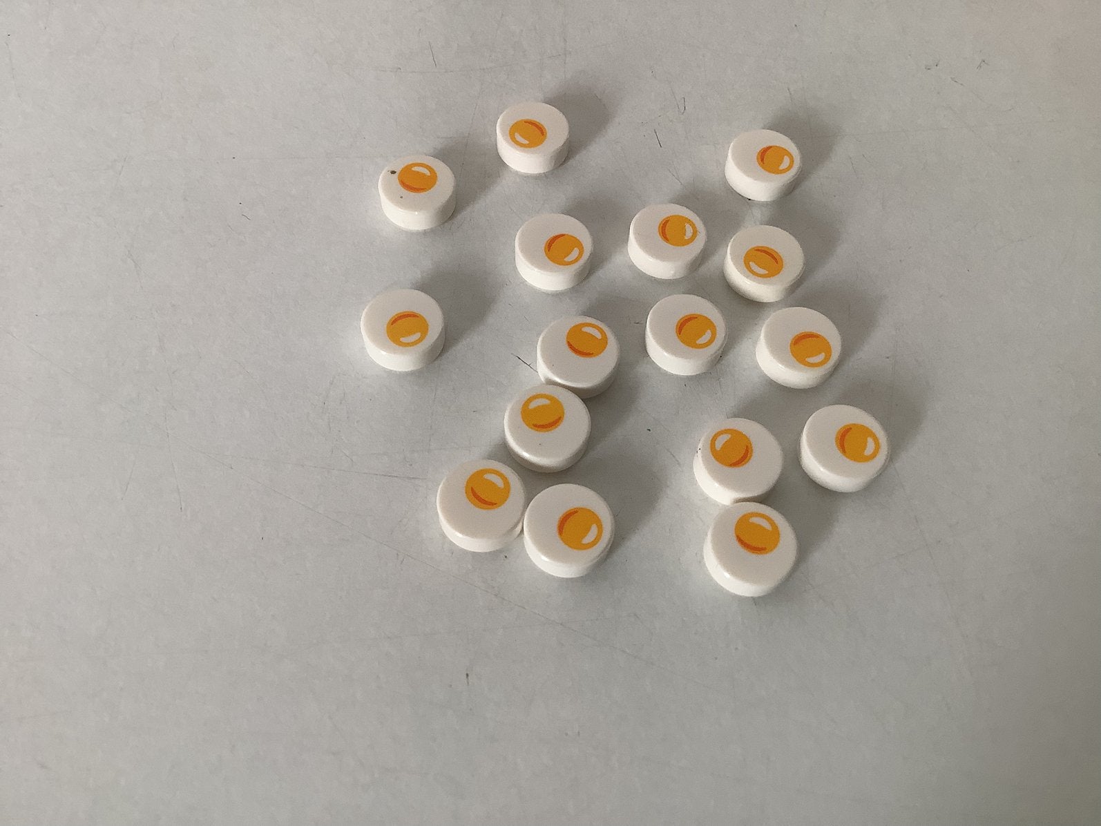Lego tegel 1x1 rond met gebakken ei patroon wit, Ophalen of Verzenden, Gebruikt, Losse stenen, Lego