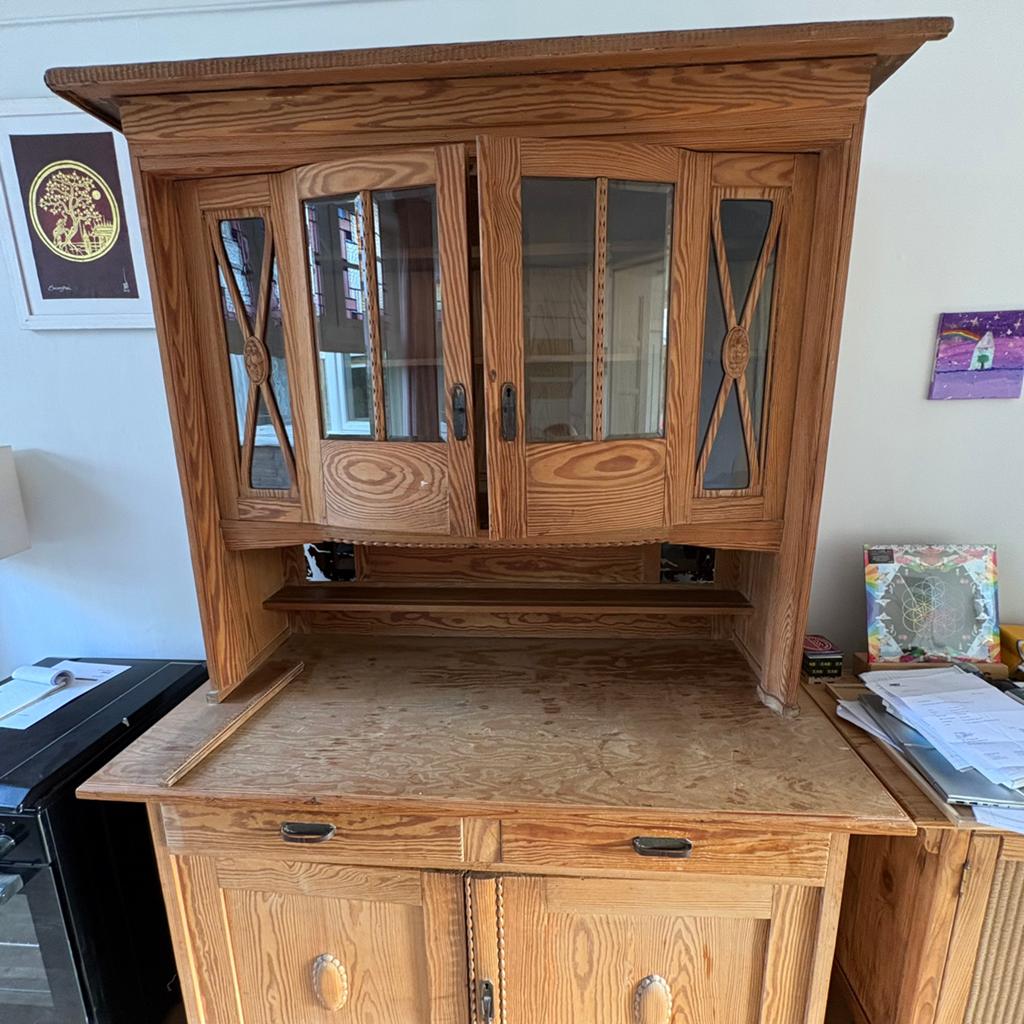 Retro houten servies kast, Huis en Inrichting, Ophalen, Gebruikt, 25 tot 50 cm