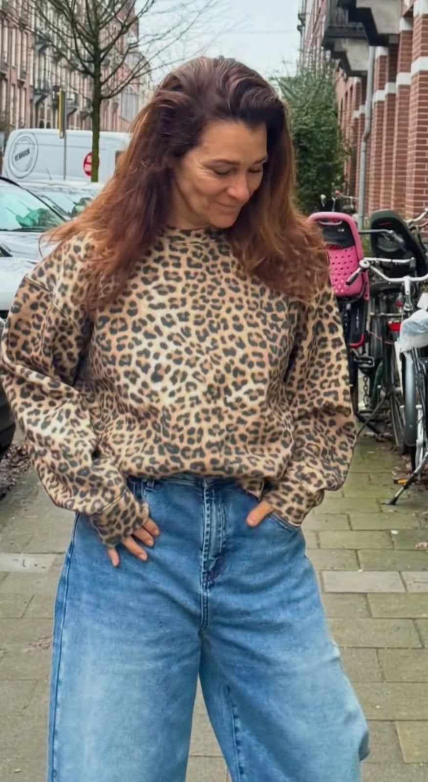Janice leopard sweater mt 42 ZGAN, Kleding | Dames, Janice, Bruin, Verzenden, Maat 42/44 (L)