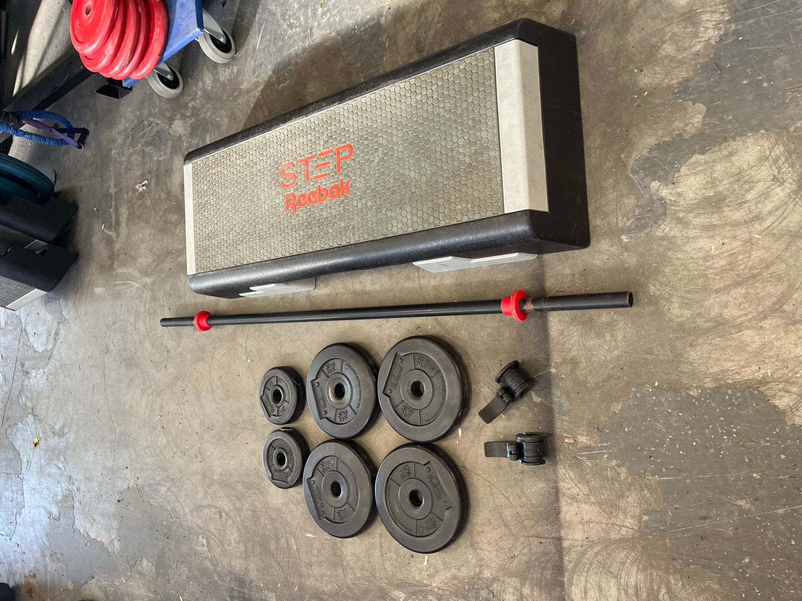 Les mills bodypump set met reebok step, Bodypump, Gebruikt, Reebok step, Ophalen of Verzenden