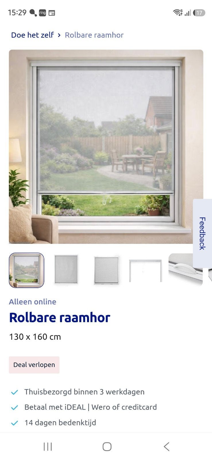 Raamhor nieuw in doos., Ophalen, Wit, Nieuw, 130 cm