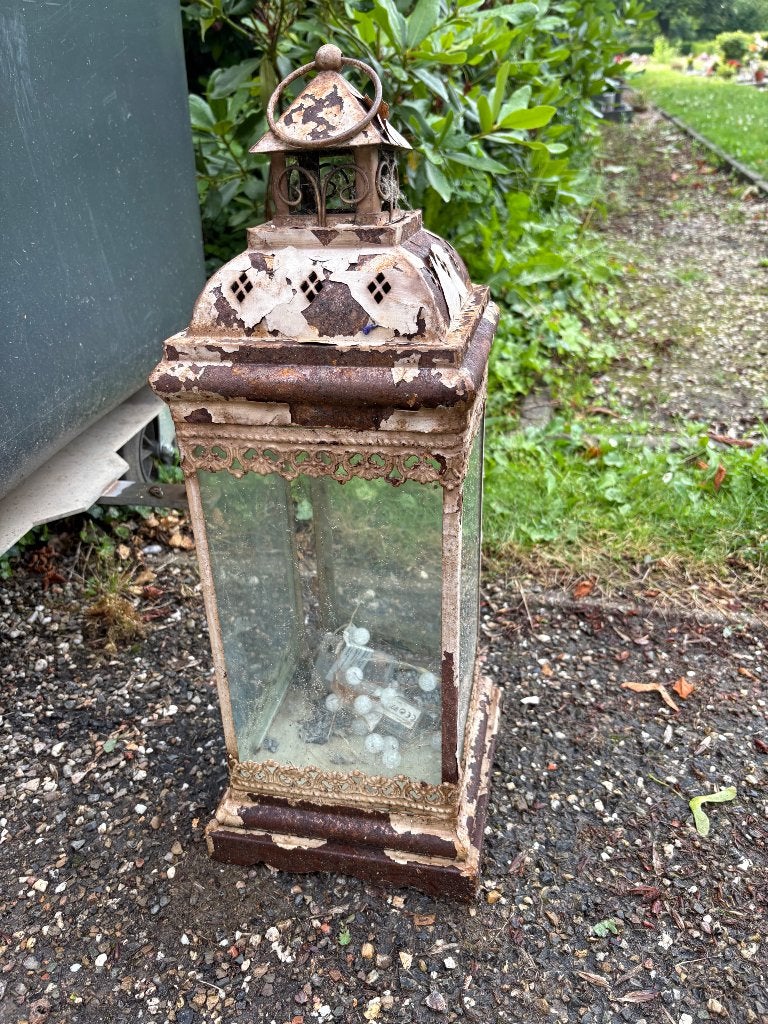 Lantaarn vintage mooie patina, Gebruikt, Ophalen of Verzenden, Metaal, Bruin