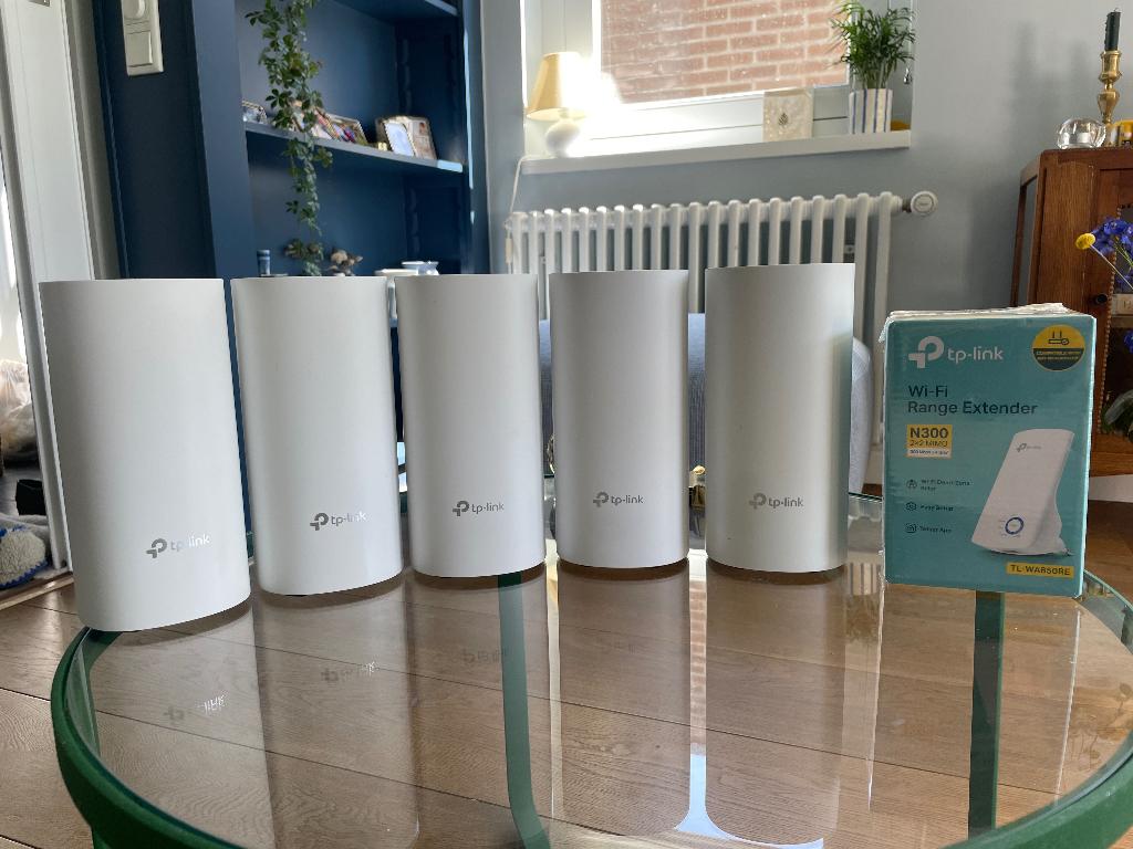 Tp-link Deco M4 5 stuks + N300 range extender, Computers en Software, WiFi-versterkers, Zo goed als nieuw, Ophalen of Verzenden