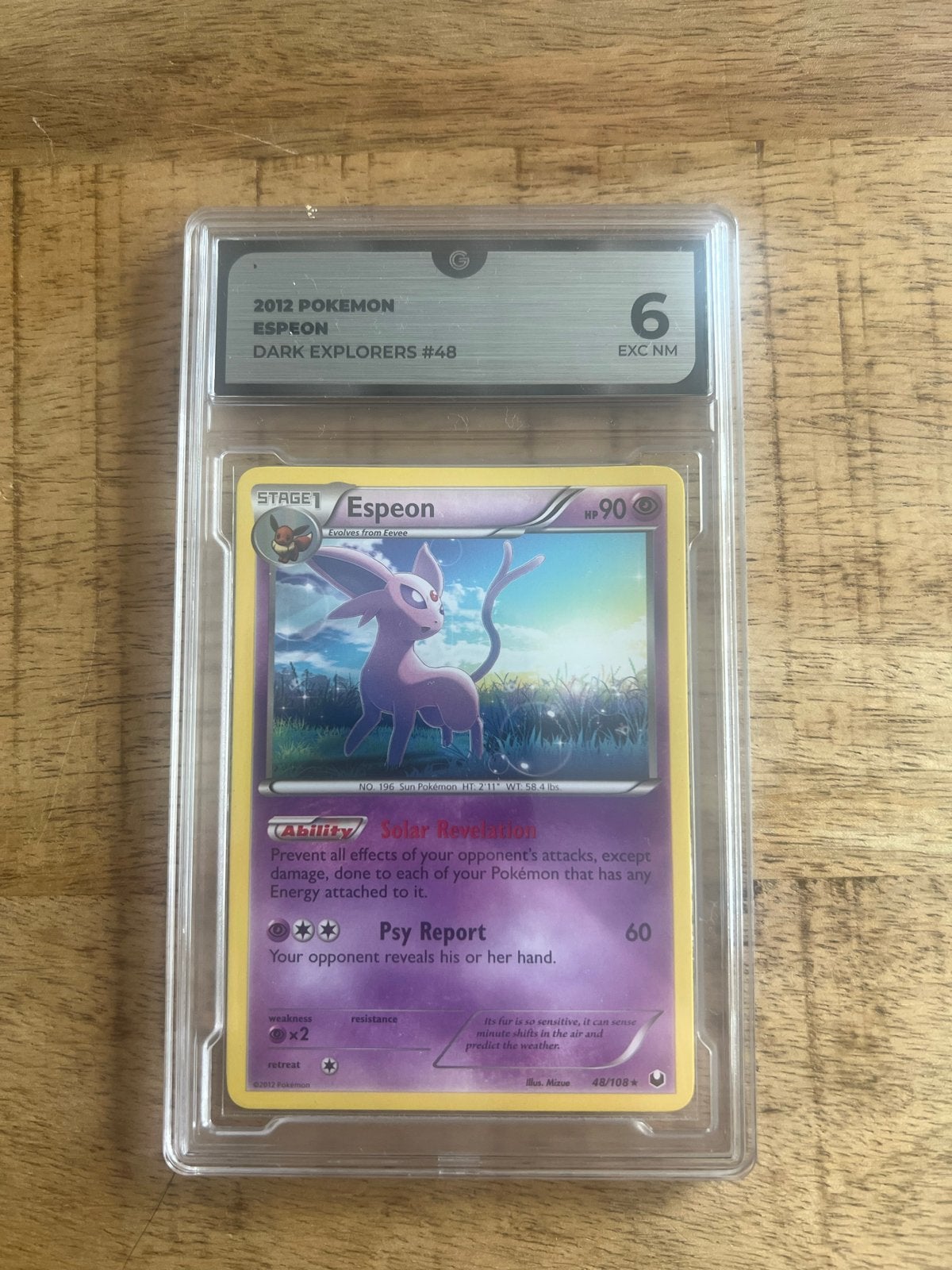 Espeon 2012 Pokemon Dark Explorers #48 Graded 6 EXC NM, Ophalen, Zo goed als nieuw, Losse kaart
