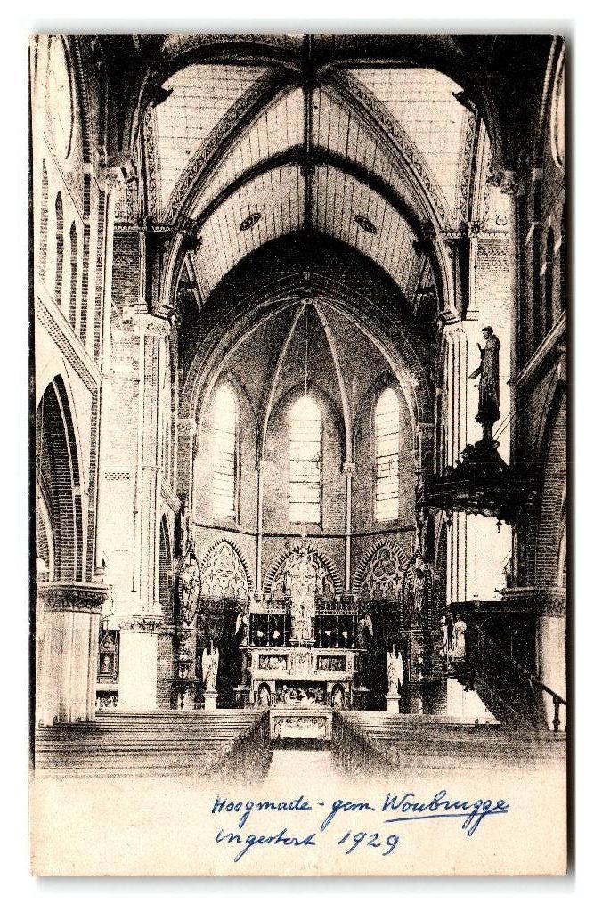 Hoogmade, Interieur Kerk, Verzamelen, Ansichtkaarten | Nederland, Verzenden, 1920 tot 1940, Ongelopen, Zuid-Holland