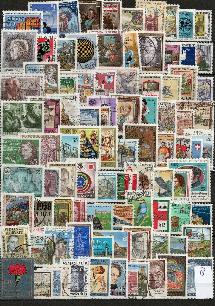 90 zegels Oostenrijk blad 8, Ophalen of Verzenden, Gestempeld