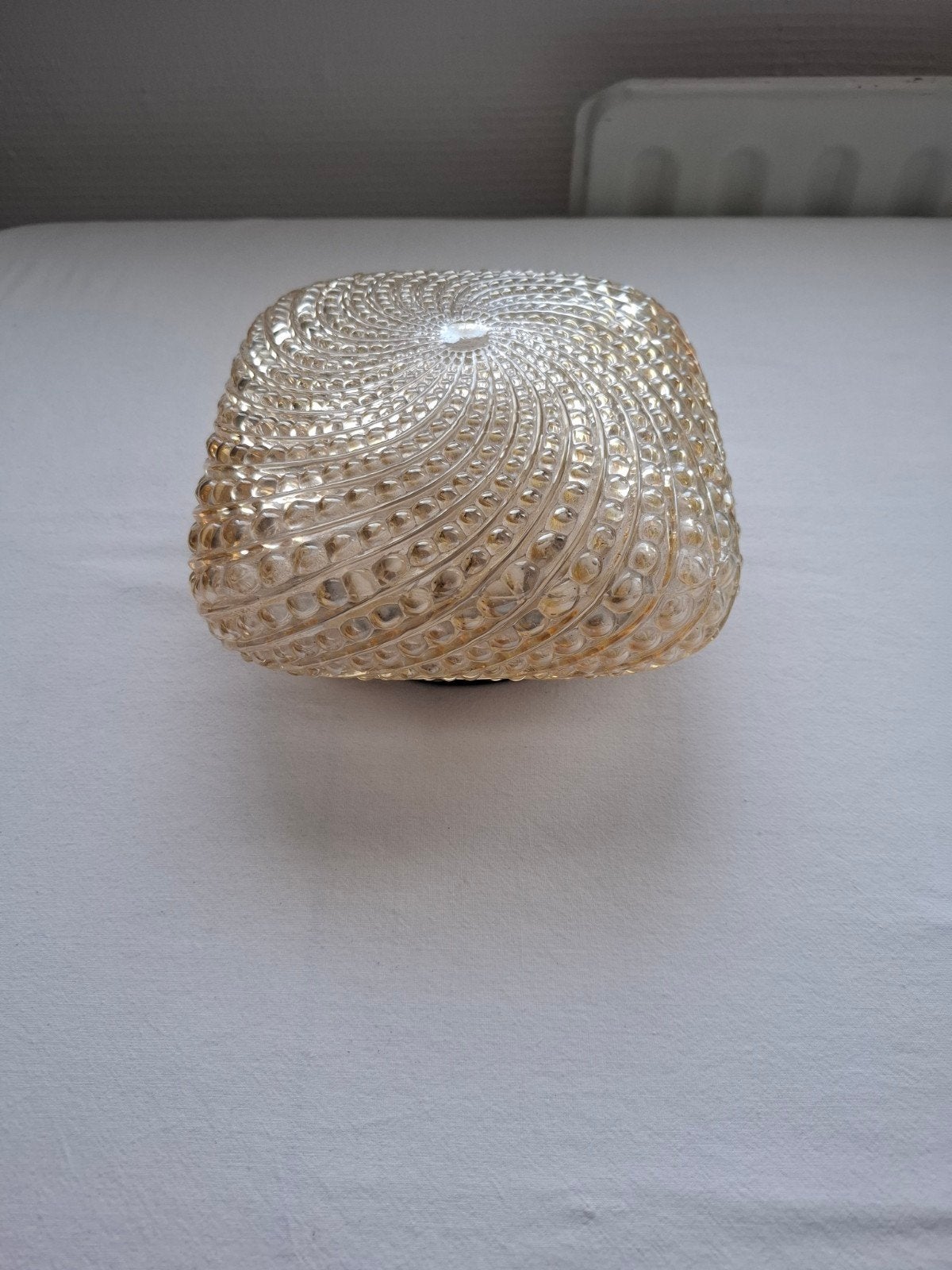 Vintage glazen plafonlamp, Ophalen of Verzenden, Gebruikt, Glas, Plafondlamp