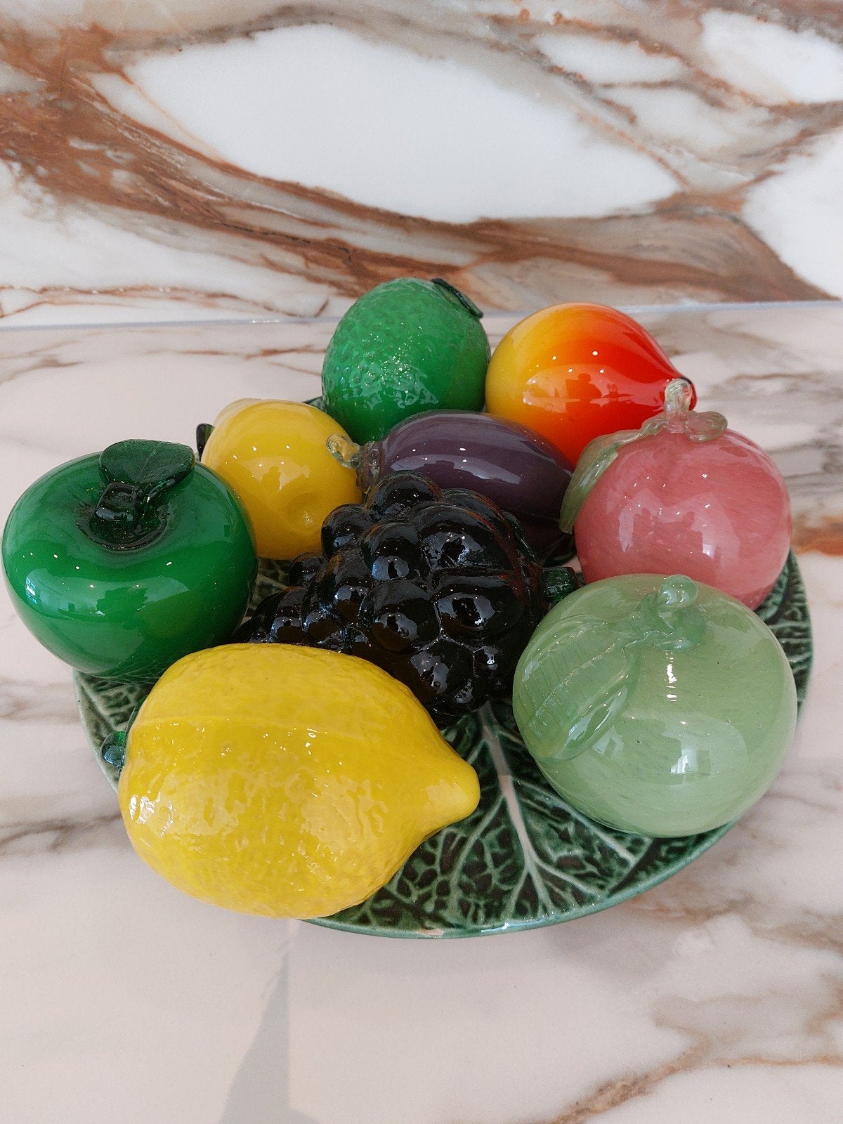 Prachtig onbeschadigd glazen fruit uit Italië (9 stuks), Meerkleurig, Mediterraans, Ophalen of Verzenden, Zo goed als nieuw