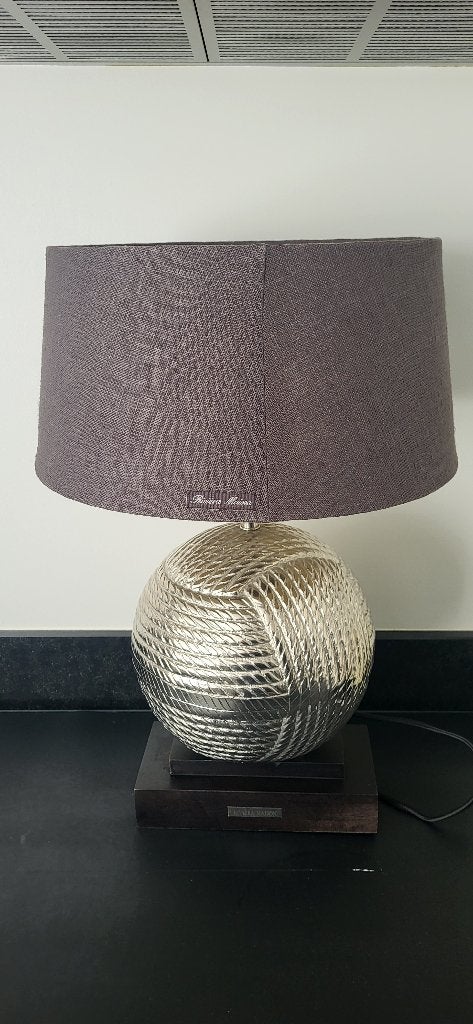 Riviera maison tafellamp,grote fitting +1 kap extra, Zo goed als nieuw, Schemerlamp, Zilver, Metaal
