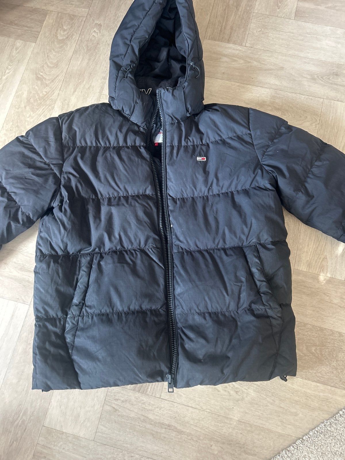 Tommy Jeans Puffer Jas Zwart Maat M, Ophalen of Verzenden, Gedragen, Maat 38/40 (M), Zwart