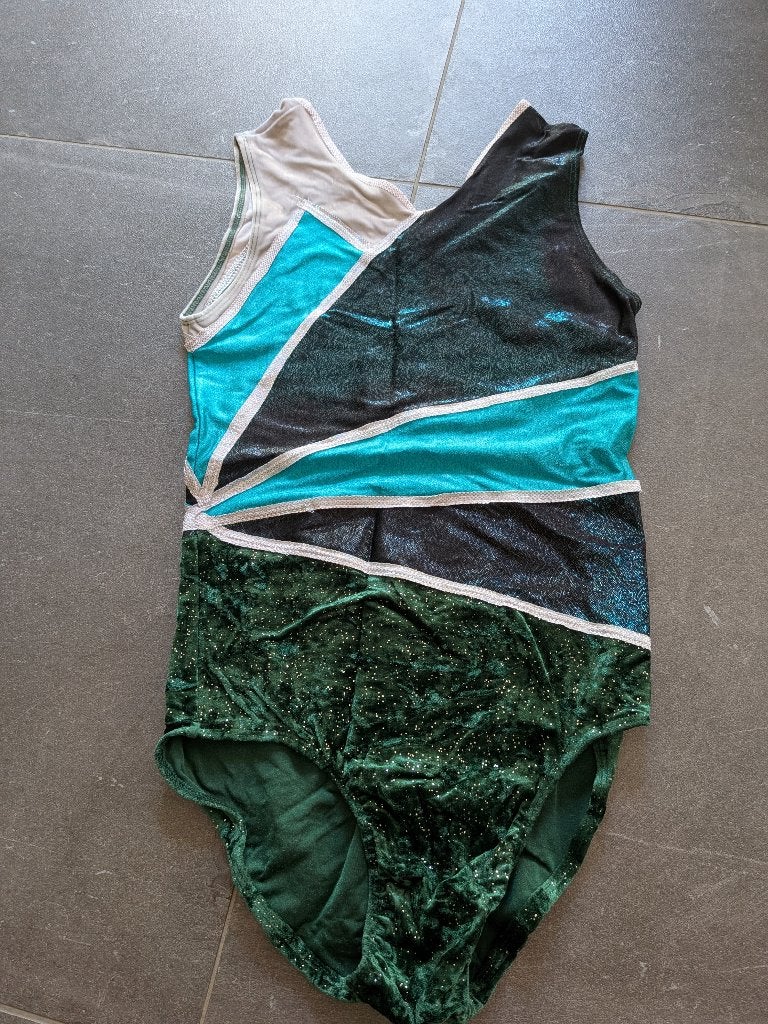Turnpakje blauw-groen maat 34, Gebruikt, Blauw, Maat 36 t/m 42, Ophalen of Verzenden