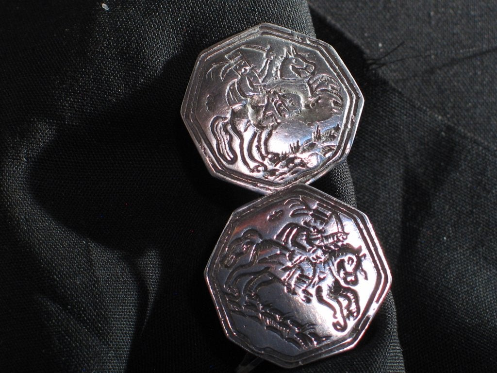 Manchet knopen antiek zilver Meppel W.v.d. Wolde 1800. 2172, Ophalen of Verzenden, Zilver