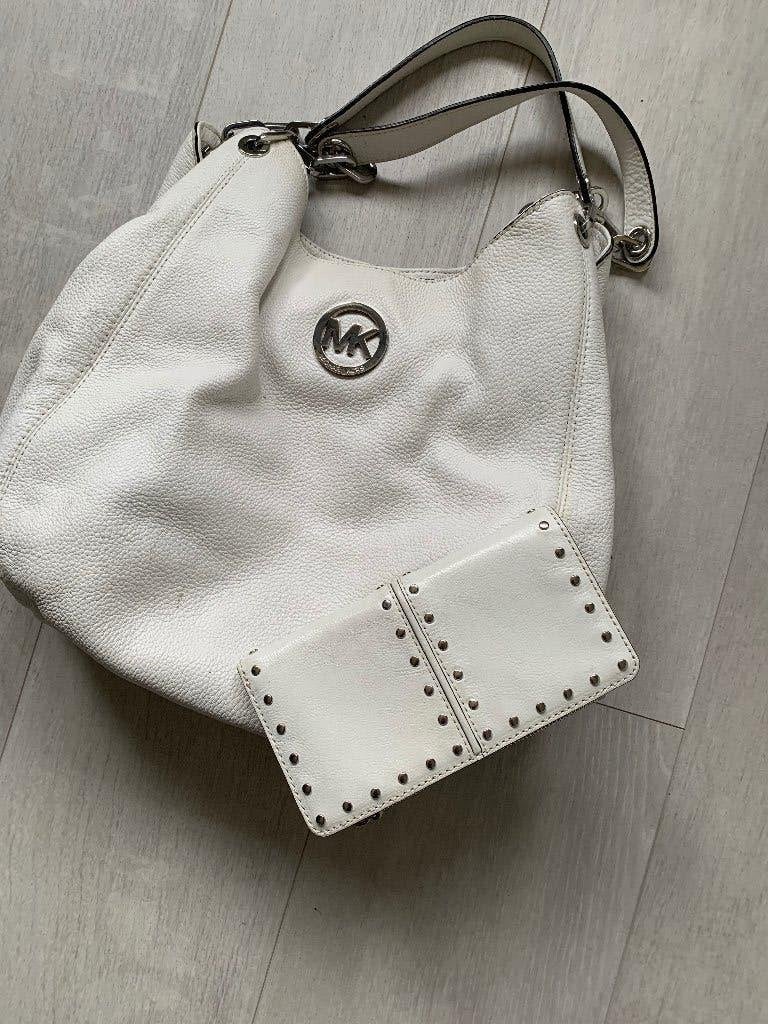 Michael Kors wit leren handtas, Ophalen of Verzenden, Zo goed als nieuw, Wit, Handtas