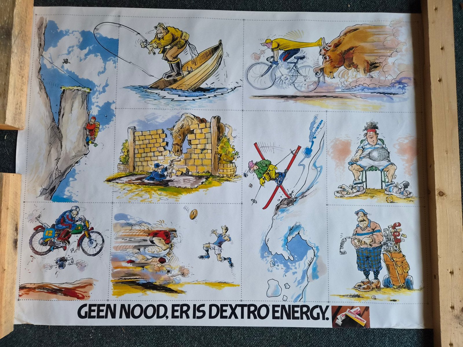 Vintage Dextro Energy reclameposter jaren '80, Gebruikt, Rechthoekig Liggend, Ophalen of Verzenden, A1 t/m A3