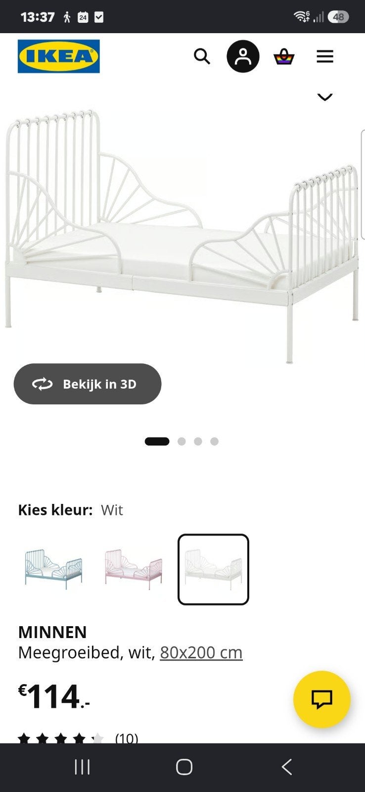 IKEA MINNEN meegroeibed wit, 80x137-172-200 cm, Huis en Inrichting, Slaapkamer | Bedden, Ophalen, Eenpersoons, Wit, Kinderbed, Meegroeibed
