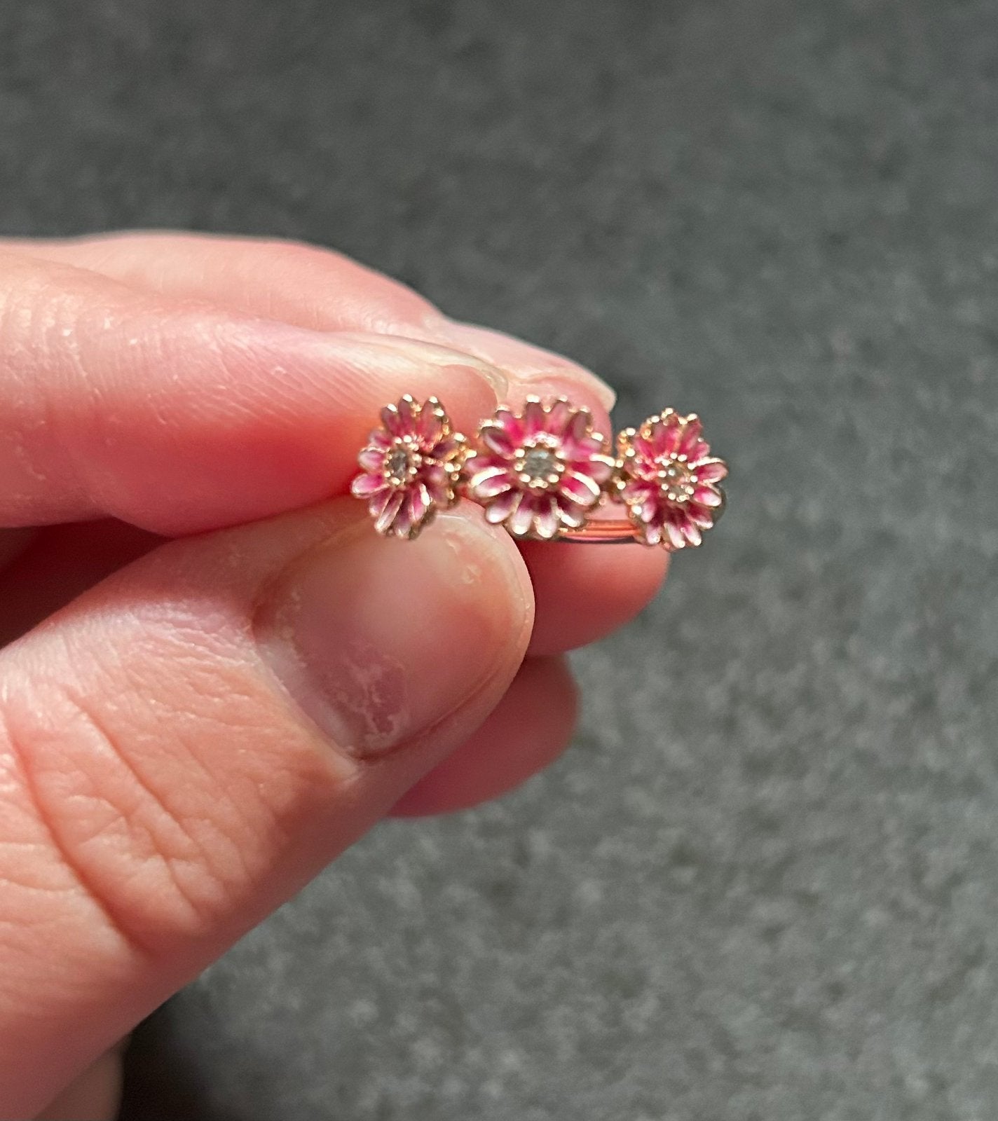 Pandora roze madeliefjes trio ring, Sieraden, Tassen en Uiterlijk, Ringen, Ophalen, Zo goed als nieuw, 17 tot 18, Roze