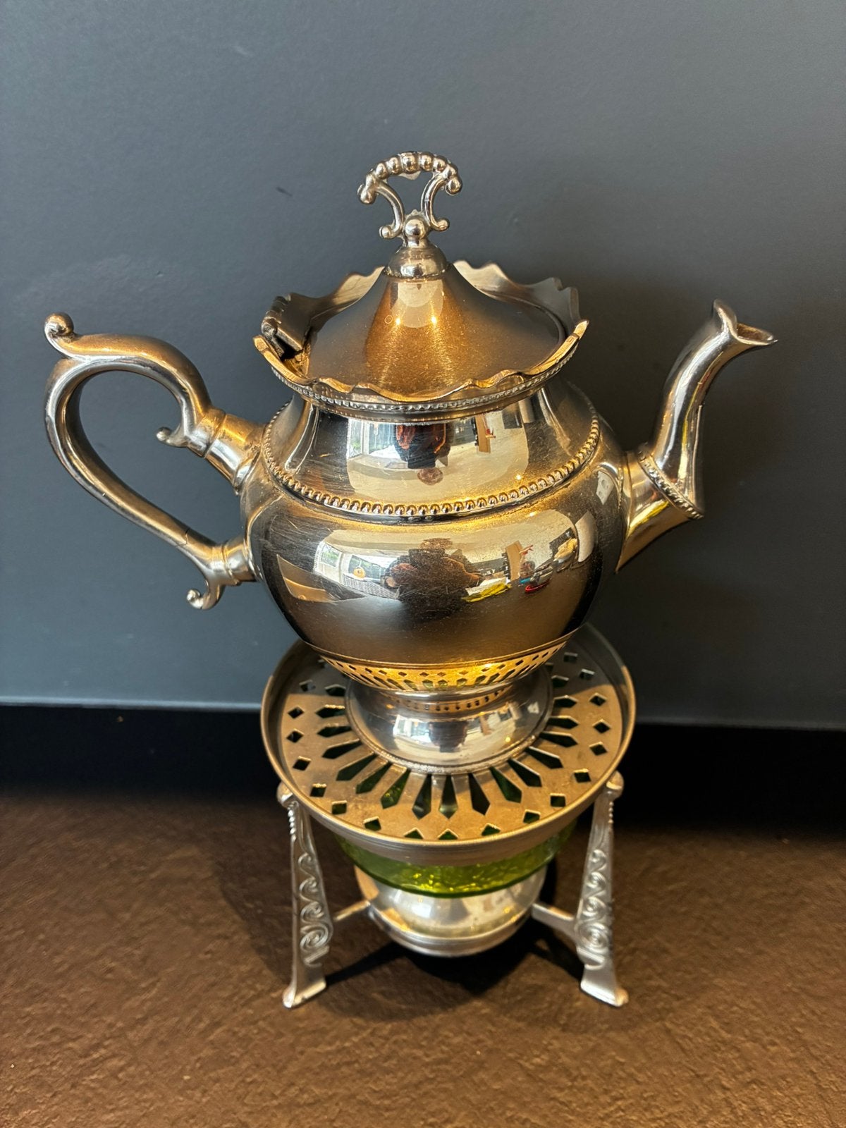 Antieke vintage chocolade/thee/koffiekan op rechaud, Ophalen of Verzenden