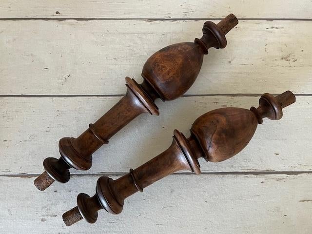 Set van twee houten vintage Franse balusters, Ophalen of Verzenden