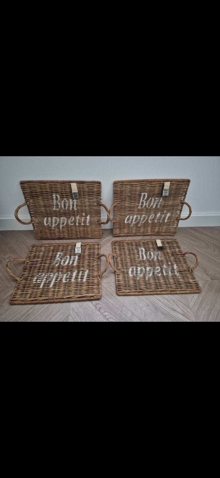 Riviera Maison placemats "Bon appetit" - set van 4, Huis en Inrichting, Ophalen of Verzenden, Natuurlijk materiaal, Bruin, Landelijk