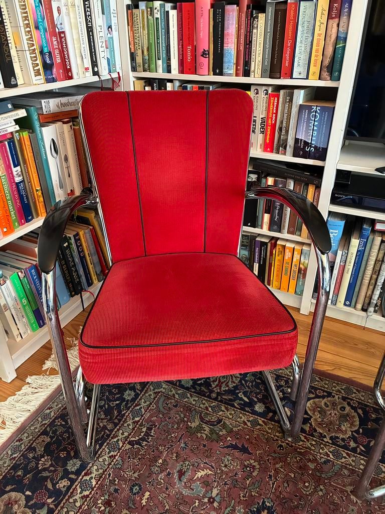 Gispen 412 fauteuil, rood. Design classic., Huis en Inrichting, Fauteuils, Ophalen, Gebruikt, Design, 75 tot 100 cm
