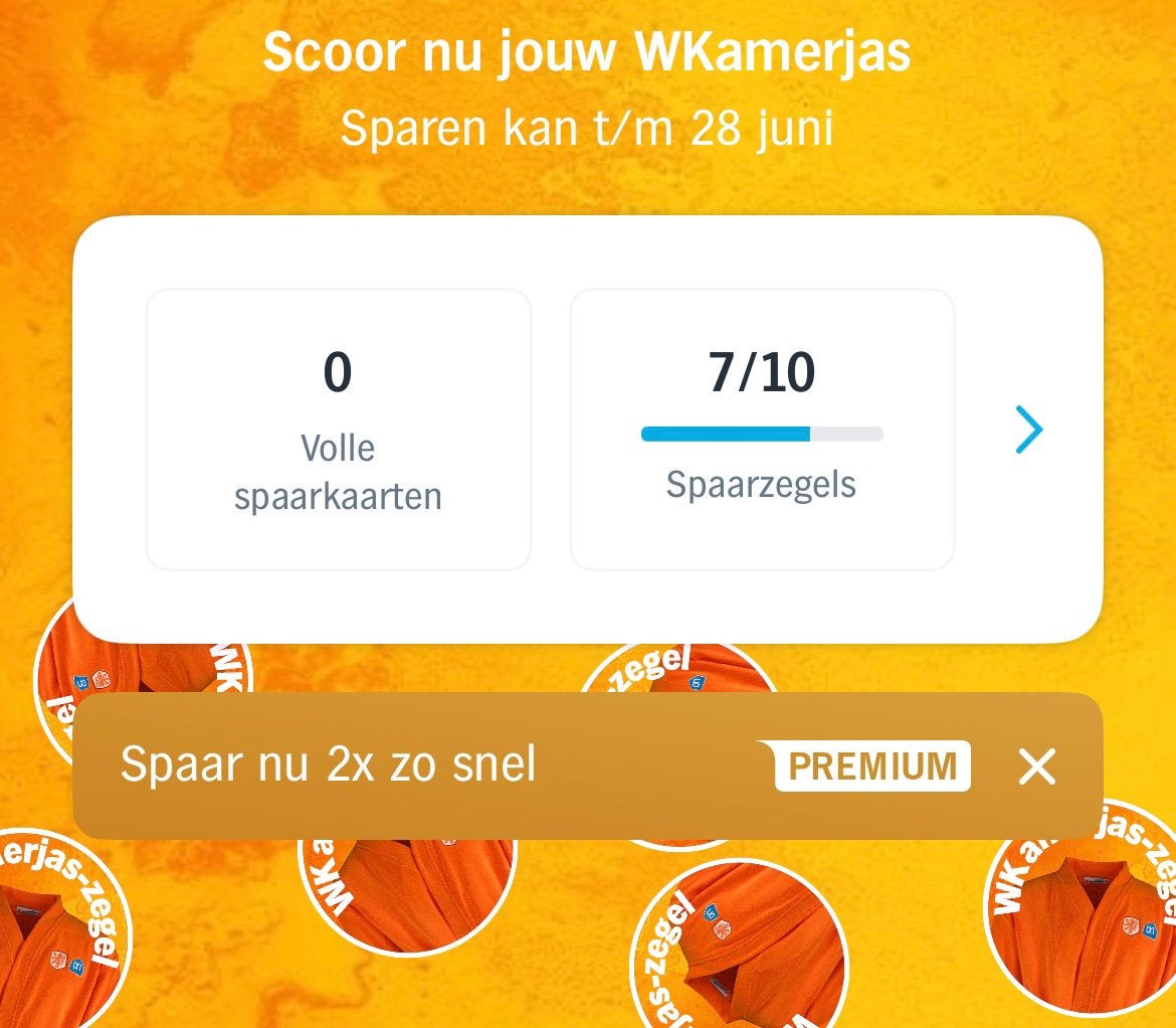 7 digitale Wkamerjas zegels / AH / WK / Badjas, Albert Heijn, Ophalen