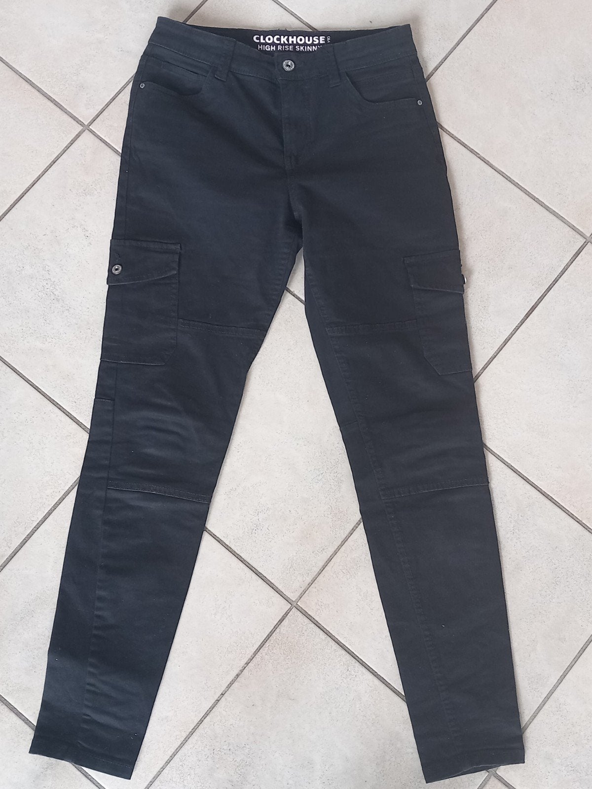 Clockhouse High Rise Skinny Cargo Broek - Maat 36, Zwart, Ophalen of Verzenden, Clockhouse, Maat 36 (S)
