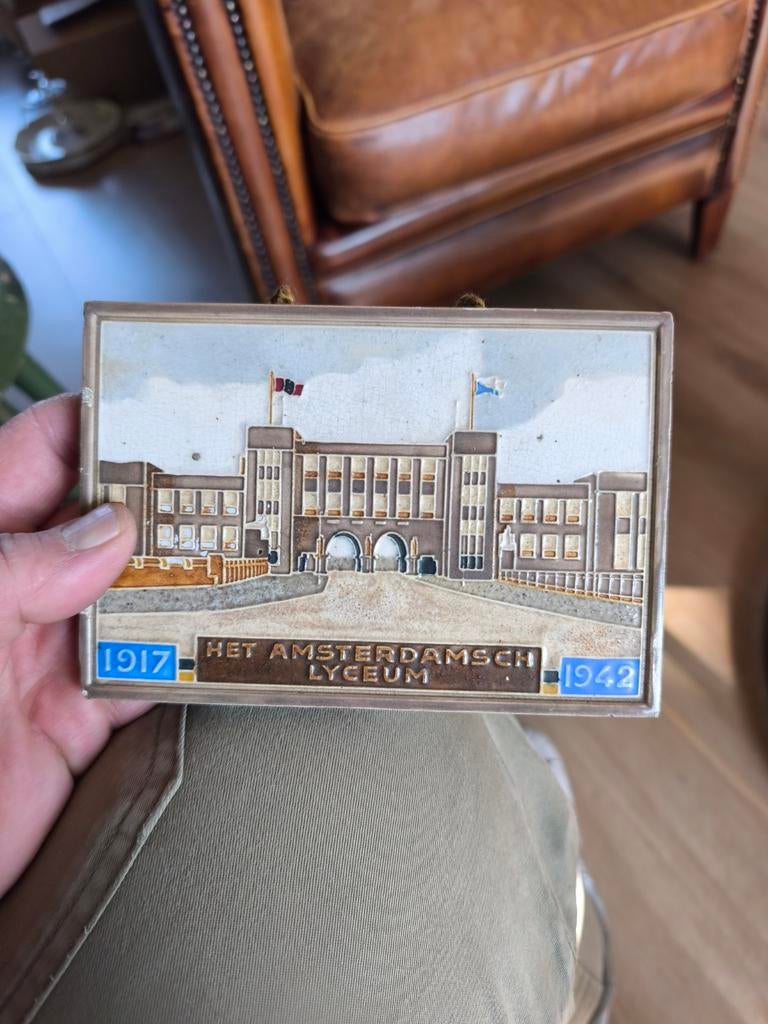 Tegel Westraven Cloisonné Amsterdamsch Lyceum 1917-1942, Ophalen of Verzenden