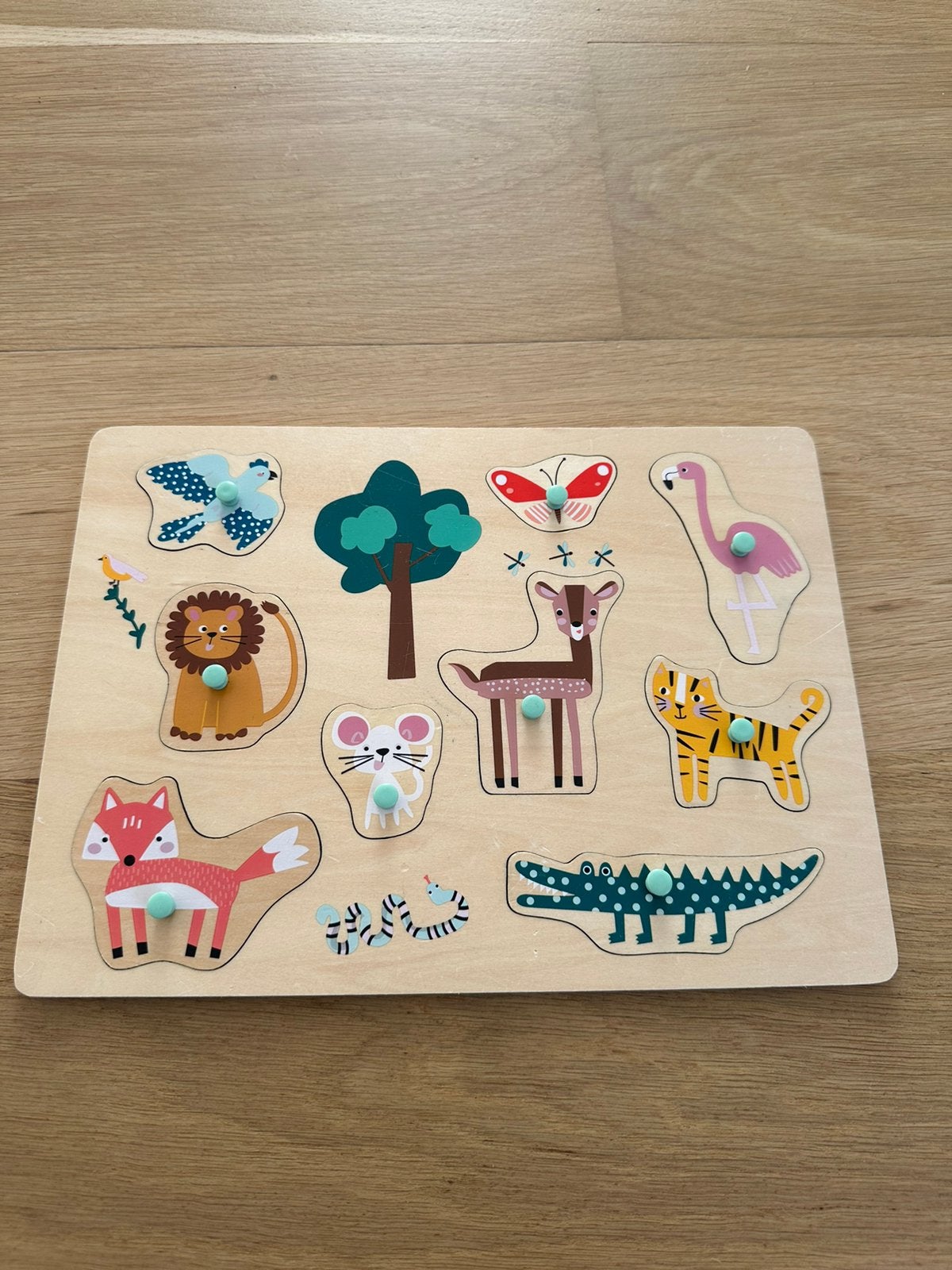 Dieren inleg puzzel, Kinderen en Baby's, Gebruikt, Ophalen of Verzenden, Van hout, Minder dan 10 stukjes