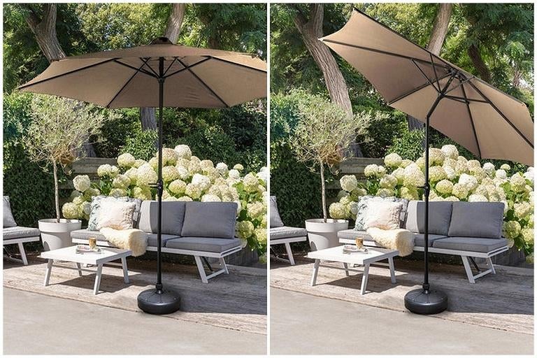 Nieuwe ronde parasol taupe & zwart Ø300 (gratis verzending), Tuin en Terras, Parasols, Ophalen of Verzenden, Nieuw, 2 tot 3 meter