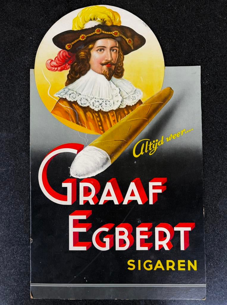 Grote mooie display graaf egbert sigaren Dejaco Culemborg, Ophalen, Gebruikt, Reclamebord