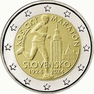 2 Euro Slowakije 2024 UNC - Marathon van Kosice, Verzenden, Slowakije, 2 euro, Losse munt