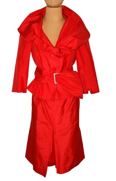 Nieuw Renato Nucci 100% zijde jasje + rok, rood, Mt. 36 / S, Kleding | Dames, Renato Nucci, Kostuum of Pak, Verzenden, Nieuw