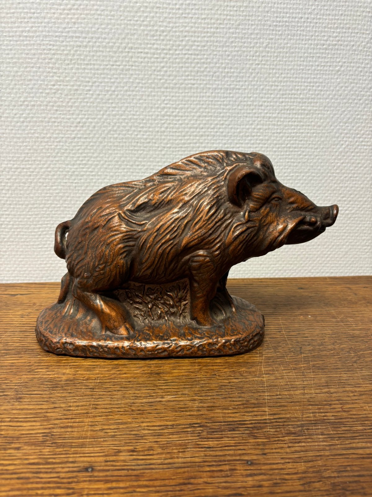 Antiek Bronzen Sculptuur: Everzwijn – Gesigneerd (A. Jennes), Ophalen of Verzenden, Brons