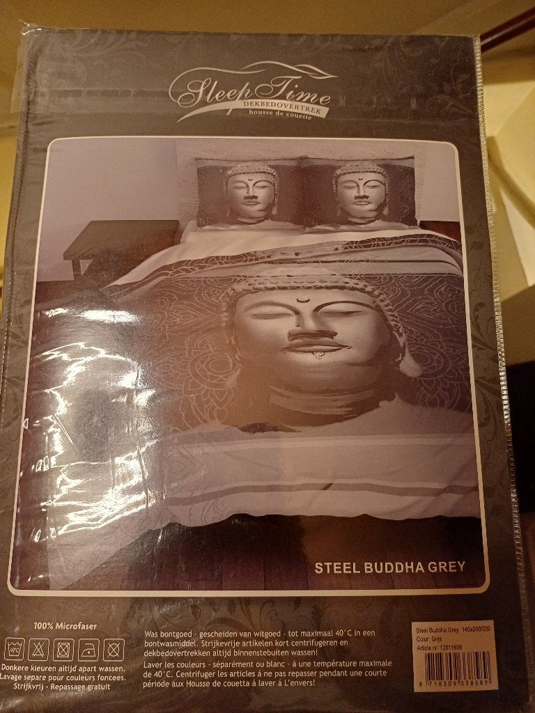 Nieuw dekbedovertrek Buddha 140x200/220, Ophalen of Verzenden, Nieuw, Eenpersoons, Dekbedovertrek