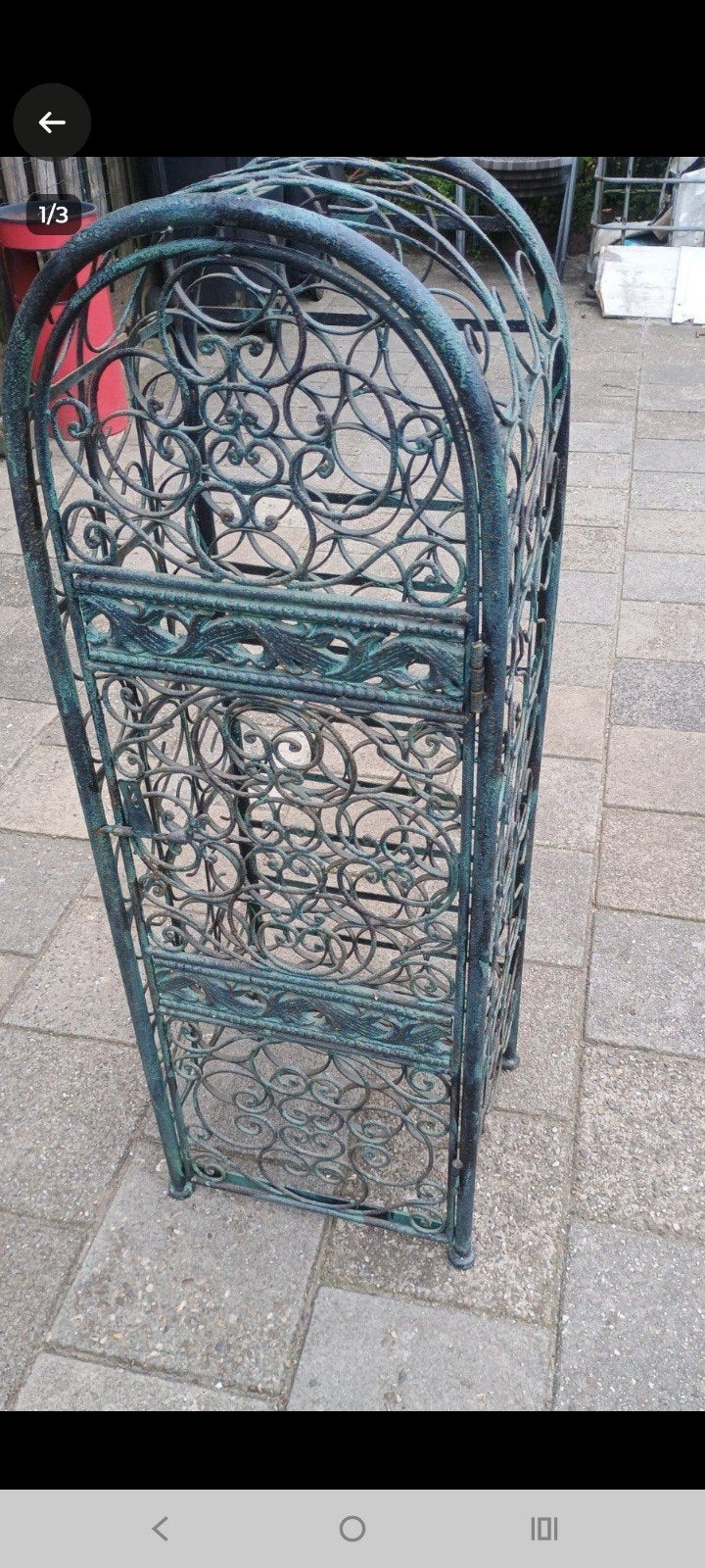 mooie oude gietijzeren wijnrek, vintage. Voor 45 flessen, Ophalen of Verzenden, Metaal, 25 flessen of meer