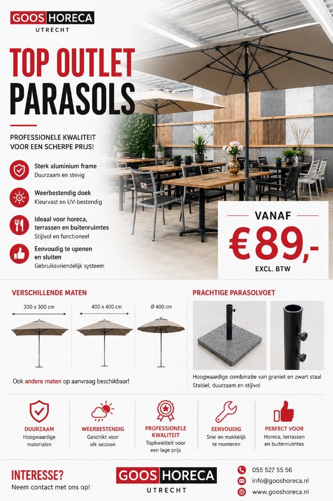 horeca parasol, Tuin en Terras, Parasols, Nieuw, Overige typen, Meer dan 4 meter, Verstelbaar, Waterdicht, Ophalen