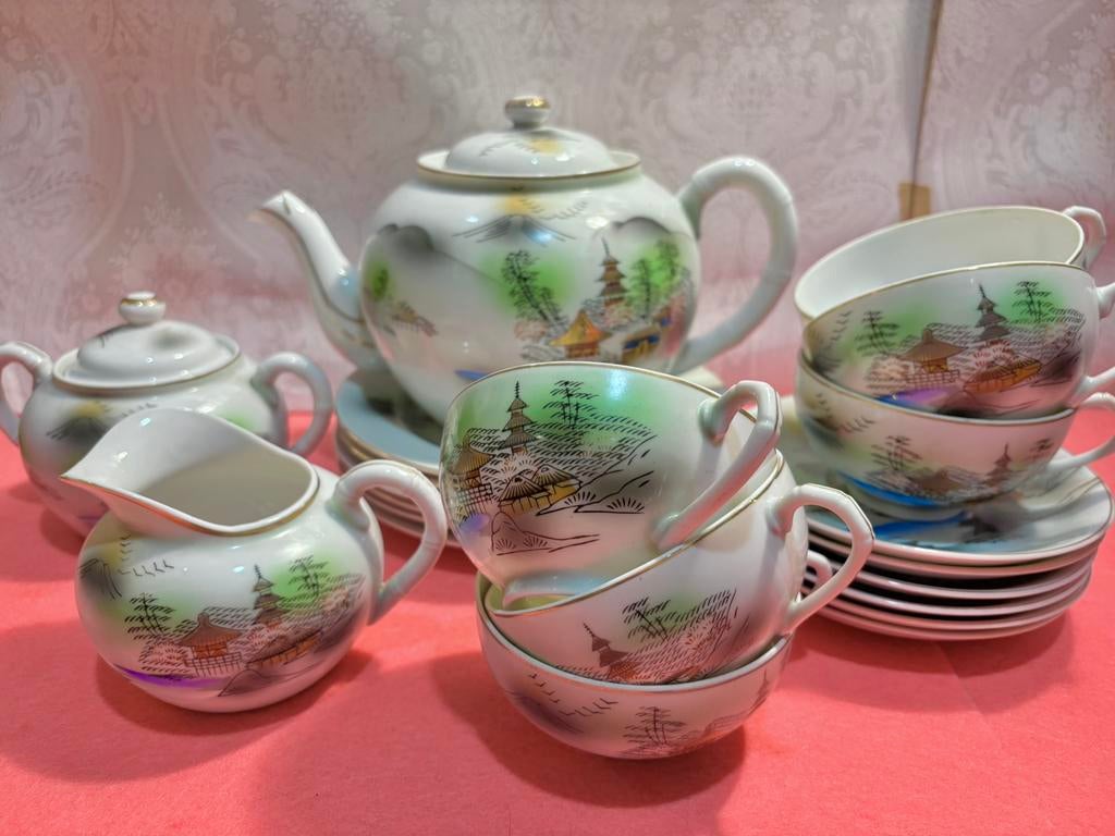 Ritz China servies Japans handbeschilderd vintage 6 persoons, Ophalen of Verzenden