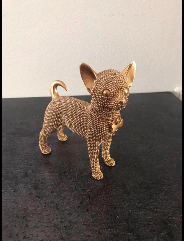 Chihuahua beeldje goud nieuw, Verzamelen, Ophalen of Verzenden, Nieuw, Dier