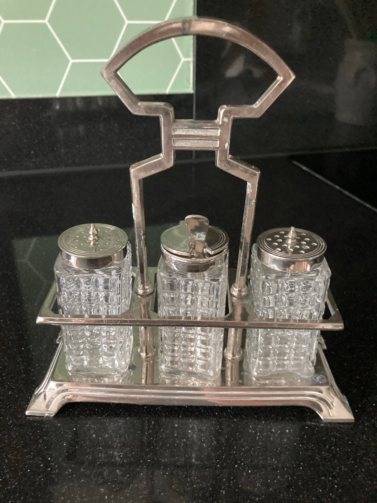 Elegante Art Deco Condimentenset uit de Jaren '20-'30, Ophalen of Verzenden