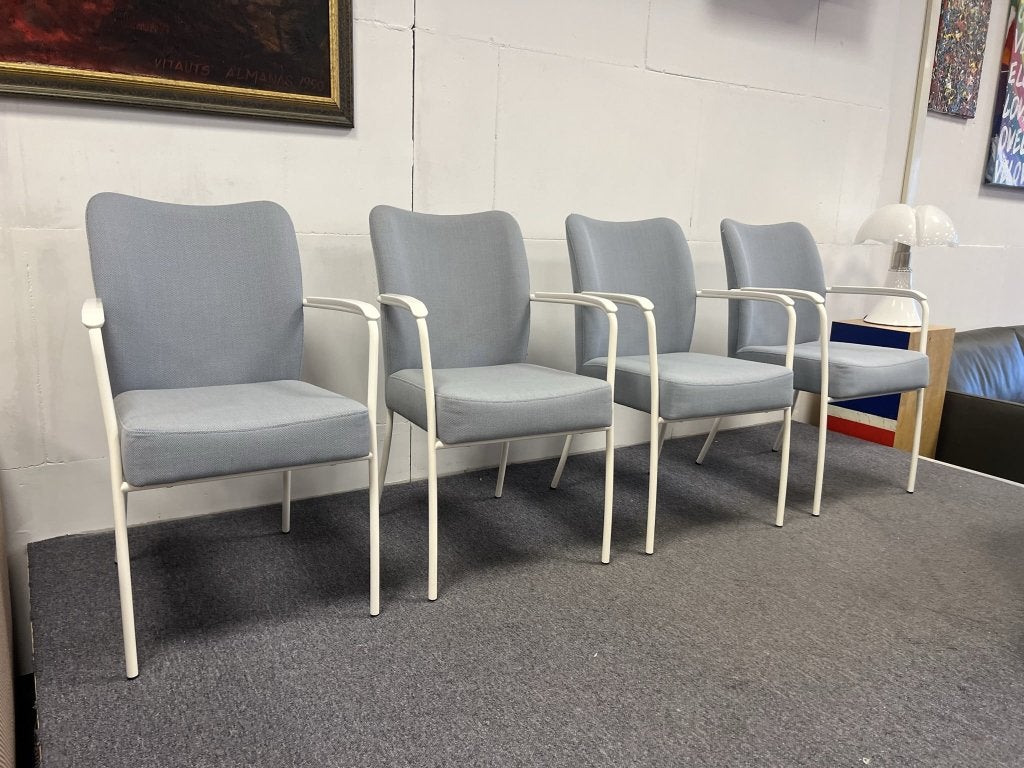4 Bert Plantagie Rumba eetkamertoel blauw wit stof stoel, Blauw, Nieuw, Ophalen of Verzenden, Vier