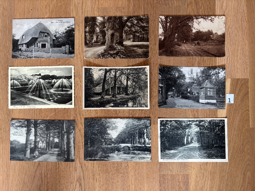 Kleine verzameling ansichtkaarten Bergen Binnen (45 kaarten), Verzamelen, Ophalen of Verzenden, 1920 tot 1940, Gelopen, Noord-Holland
