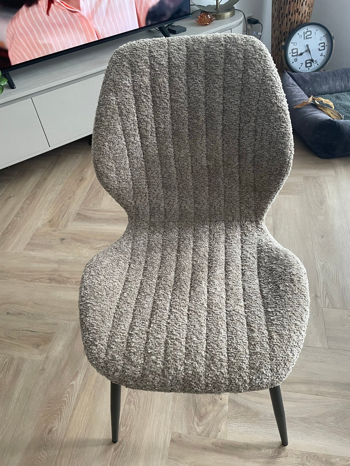 4 zo goed als nieuwe beige gemêleerde eettafelstoelen, Huis en Inrichting, Stoelen, Ophalen, Overige kleuren, Zo goed als nieuw