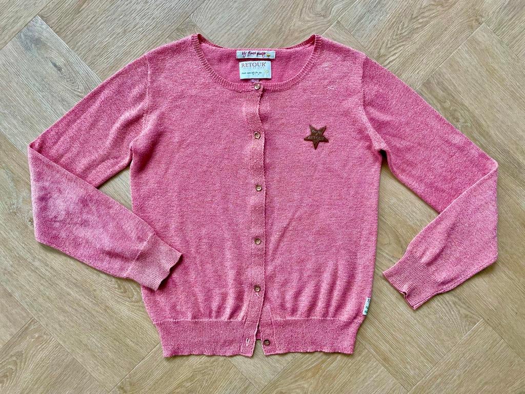 Roze Retour vestje Maat 128 zgan, Verzenden, Zo goed als nieuw, Meisje, Trui of Vest
